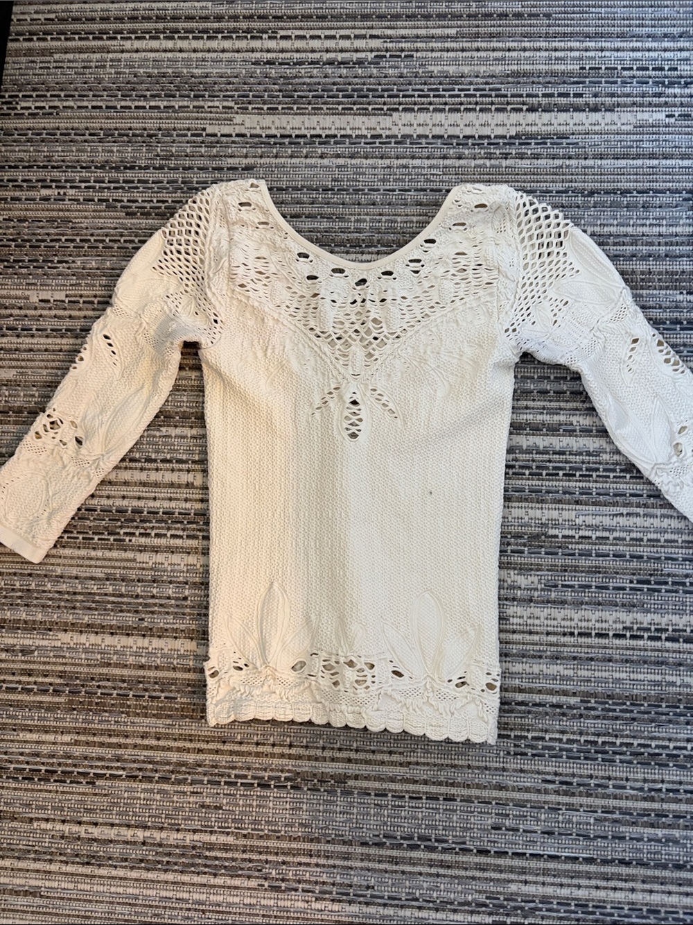 Women's Cream Crochet Lace Knit Top free people